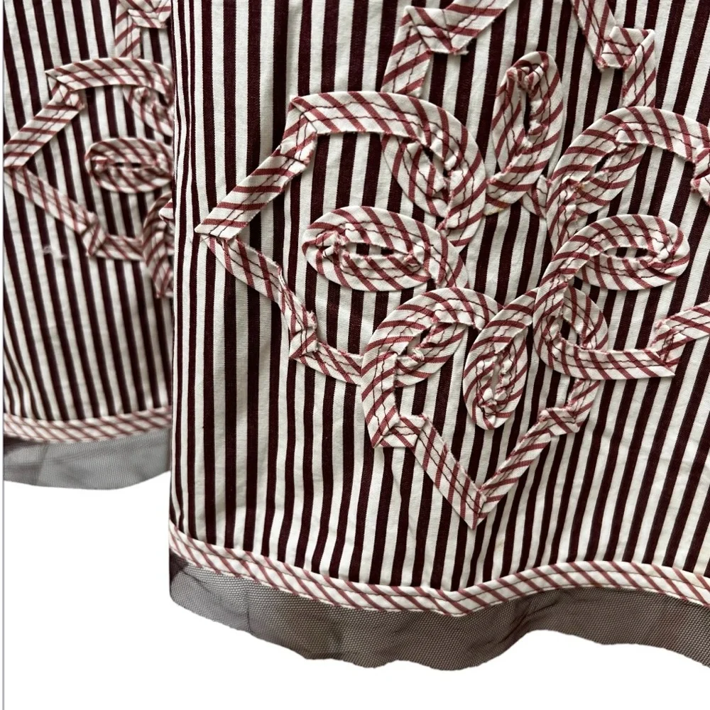 New Powder Pink Brown Striped Skirt‎ A-Line Office Siren School Teacher 3D Artsy
